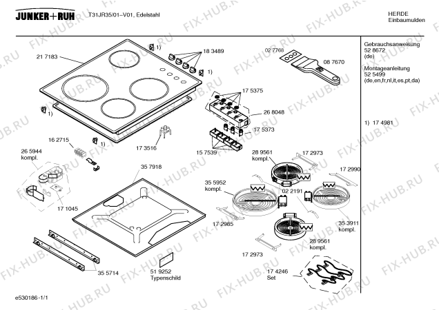 Схема №1 T31JR35 с изображением Стеклокерамика для плиты (духовки) Bosch 00217183