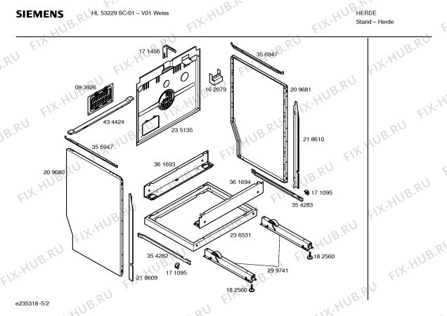 Взрыв-схема плиты (духовки) Siemens HL53229SC - Схема узла 02