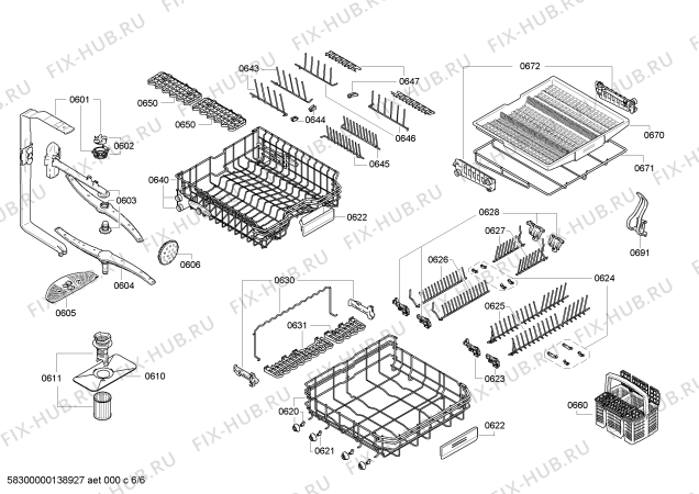 Взрыв-схема посудомоечной машины Bosch SHX68E15UC - Схема узла 06