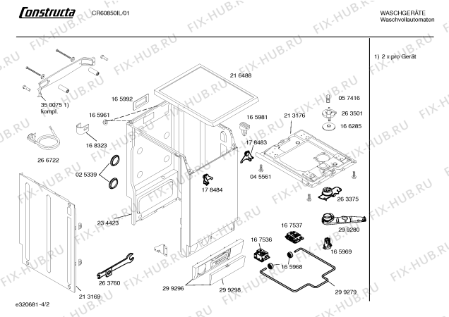 Схема №1 CR60850IL с изображением Таблица программ для стиральной машины Bosch 00527903