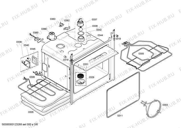 Взрыв-схема плиты (духовки) Bosch HBN58T651A - Схема узла 03
