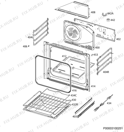 Взрыв-схема плиты (духовки) Iee FM57PXSP - Схема узла Oven