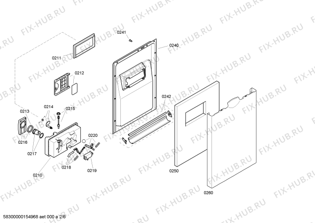 Схема №1 SRS46T52EU с изображением Передняя панель для посудомойки Bosch 00704619