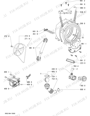 Схема №1 AWOD8140WP (F091521) с изображением Инструкция по обслуживанию для стиральной машины Indesit C00367508