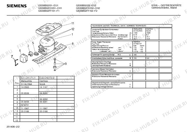 Взрыв-схема холодильника Siemens GS30B02 - Схема узла 02
