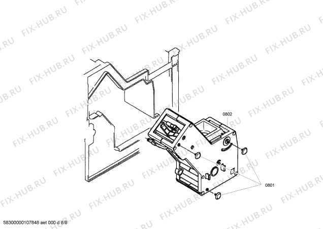 Схема №1 TCA6301UC Benvenuto B30 с изображением Передняя часть корпуса для электрокофемашины Bosch 00443620