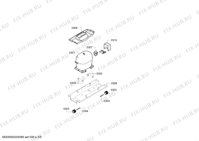 Взрыв-схема холодильника Bosch KGV33VL3A Bosch - Схема узла 03