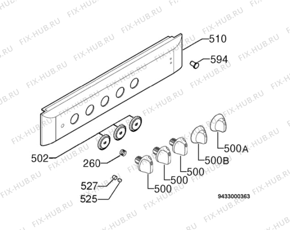 Взрыв-схема плиты (духовки) Electrolux EKM601100W - Схема узла Command panel 037