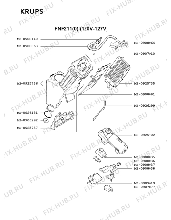 Взрыв-схема кофеварки (кофемашины) Krups FNF211(0) - Схема узла AP001887.4P4