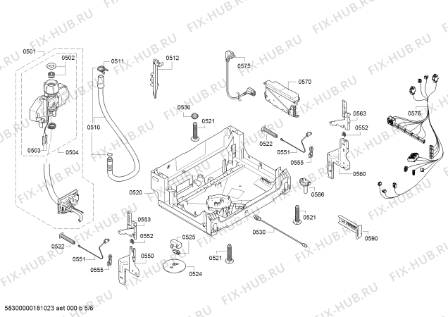 Взрыв-схема посудомоечной машины Bosch SMV53L40EU, SilencePlus - Схема узла 05