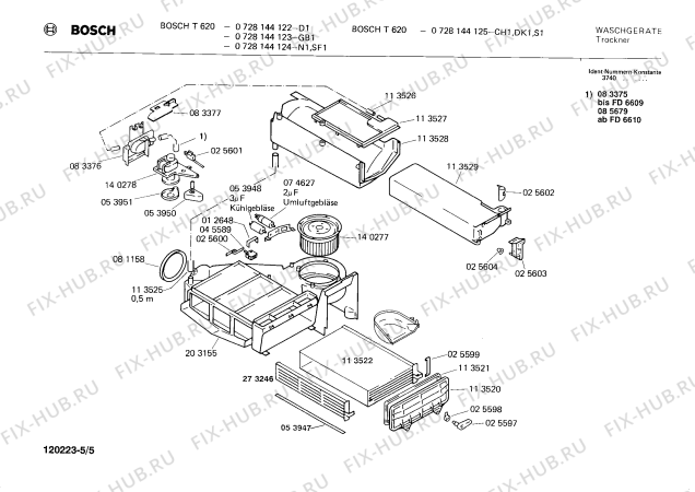 Взрыв-схема сушильной машины Bosch 0728144123 T620 - Схема узла 05