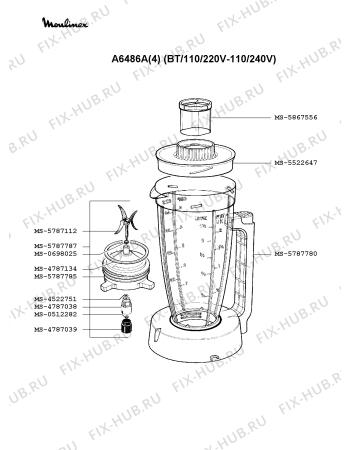 Взрыв-схема кухонного комбайна Moulinex A6486A(4) - Схема узла TP001219.7P2