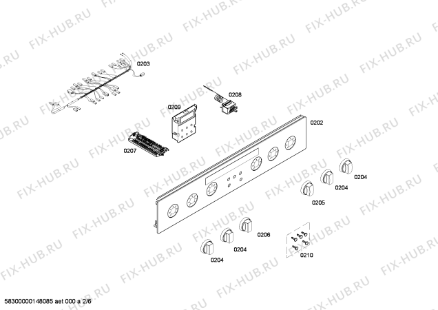 Взрыв-схема плиты (духовки) Siemens HR745625N - Схема узла 02