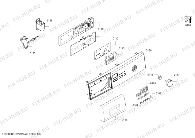 Схема №1 WLG24160OE, Bosch Maxx 5 с изображением Ручка для стиральной машины Bosch 00796031