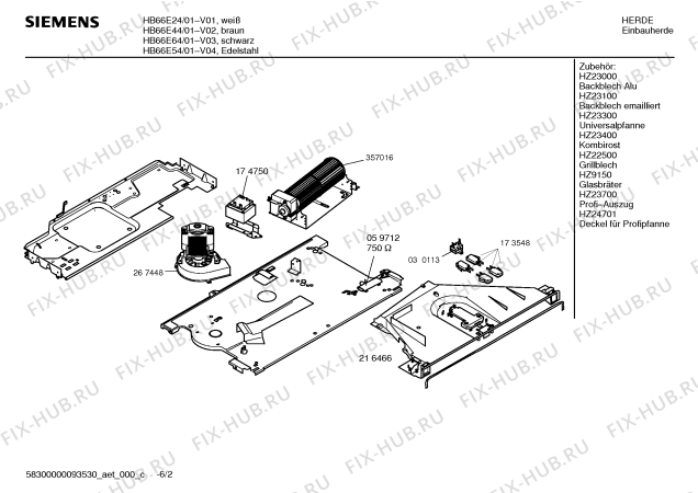 Взрыв-схема плиты (духовки) Siemens HB66E54 - Схема узла 02