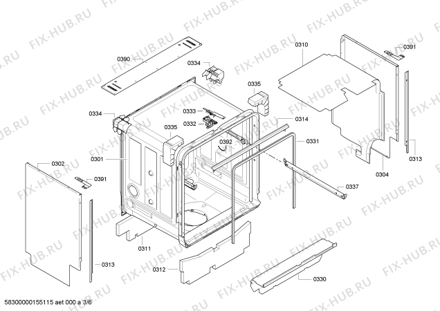 Взрыв-схема посудомоечной машины Bosch SBV65M00GB - Схема узла 03