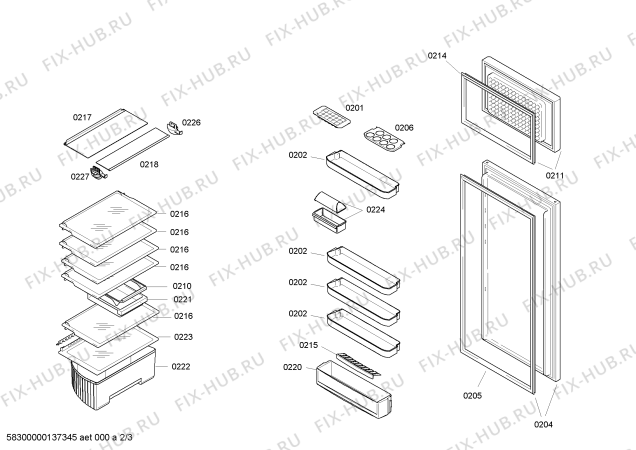 Взрыв-схема холодильника Bosch KID28A21IE - Схема узла 02