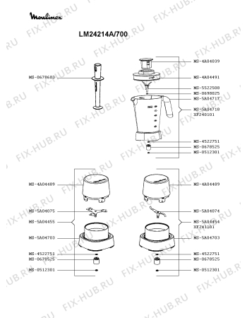 Взрыв-схема блендера (миксера) Moulinex LM24214A/700 - Схема узла XP003142.5P2