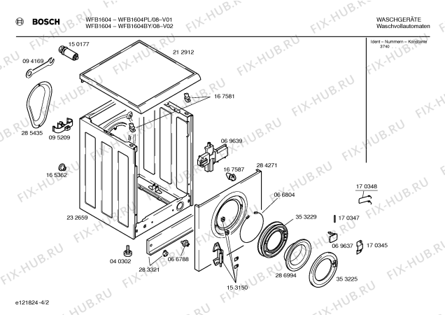 Схема №1 WFB1604PL WFB1604 с изображением Кабель для стиралки Bosch 00353552