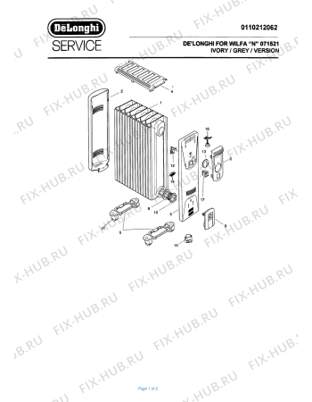 Схема №1 071521T с изображением Решетка для электрообогревателя DELONGHI 708467