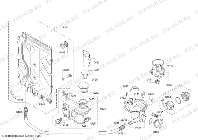 Взрыв-схема посудомоечной машины Siemens SN66L030CH Suisse series - Схема узла 04