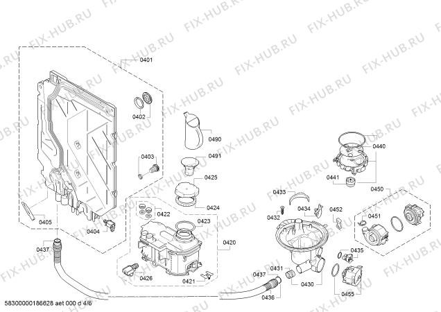 Взрыв-схема посудомоечной машины Siemens SX66L030CH Suisse series - Схема узла 04
