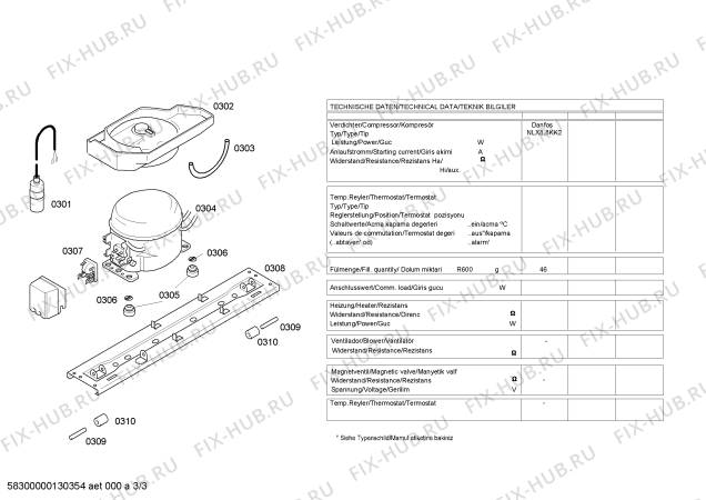 Взрыв-схема холодильника Siemens KG33NX41 - Схема узла 03