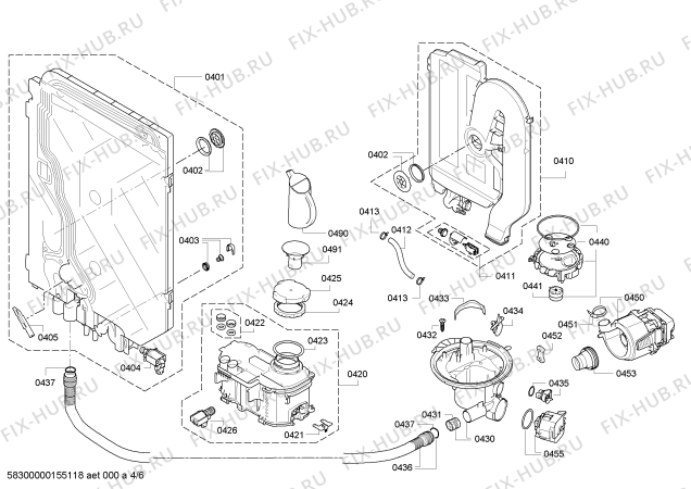 Взрыв-схема посудомоечной машины Bosch SMI53M15GB - Схема узла 04