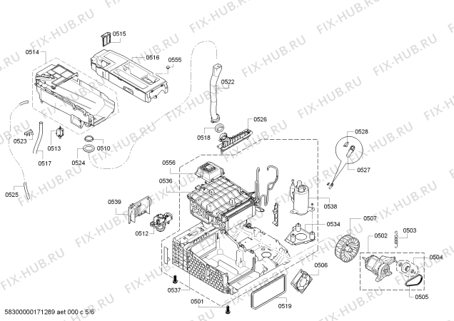 Взрыв-схема сушильной машины Siemens WT48Y7W1 iQ800 selfCleaning condenser - Схема узла 05