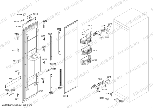Схема №1 FI24DP30 с изображением Монтажный набор для холодильной камеры Bosch 00701082