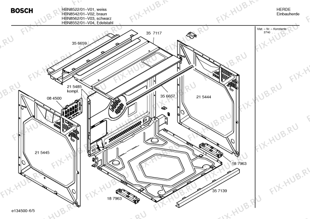 Взрыв-схема плиты (духовки) Bosch HBN8552 - Схема узла 05