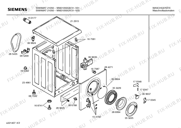 Схема №1 WM20850GR SIWAMAT 2085 с изображением Инструкция по эксплуатации для стиралки Siemens 00520689