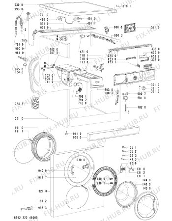 Схема №1 AWO/D 4113/P с изображением Обшивка для стиральной машины Whirlpool 481245217837