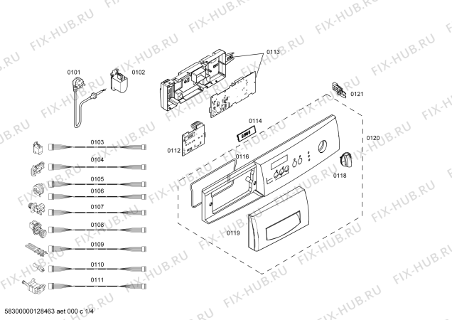 Схема №1 WAE24260FF с изображением Панель управления для стиралки Bosch 00665221