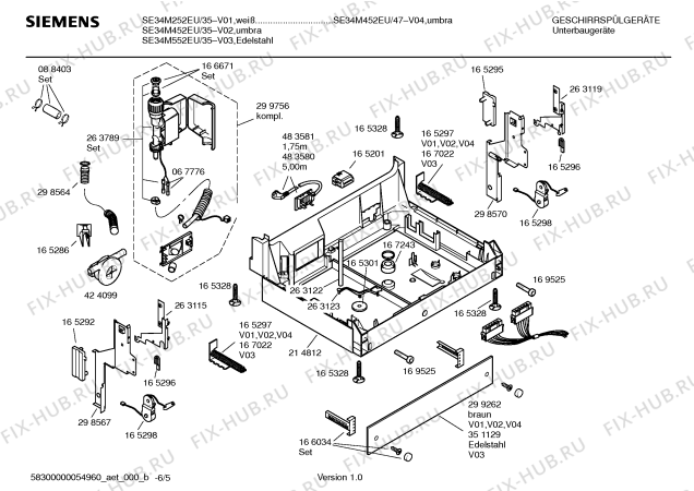 Взрыв-схема посудомоечной машины Siemens SE34M252EU - Схема узла 05