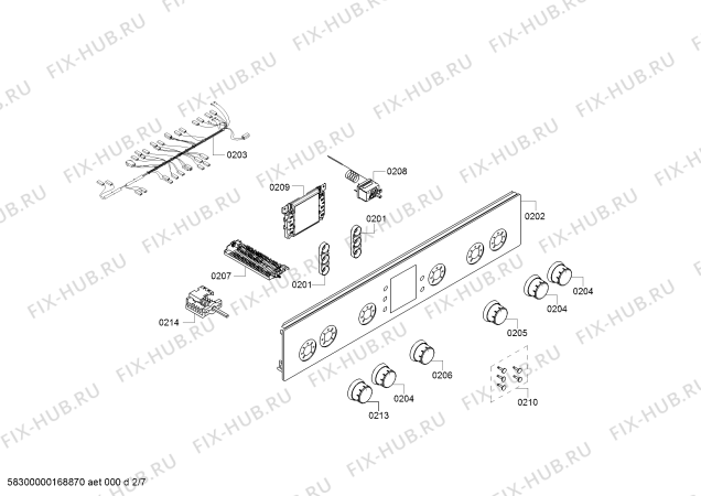 Схема №1 HGV74D253E с изображением Кабель для духового шкафа Bosch 00752190