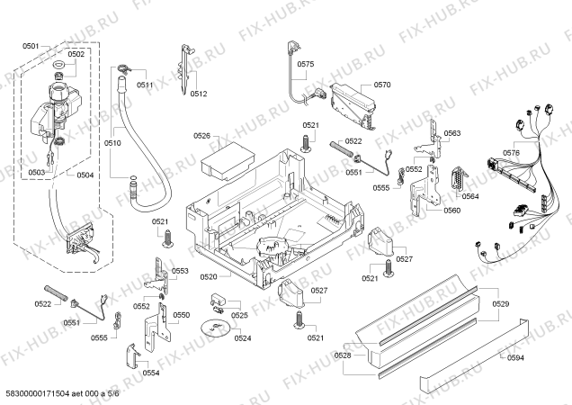 Взрыв-схема посудомоечной машины Siemens SN26T597GB Made in Germany iQ700 Zeolith - Схема узла 05