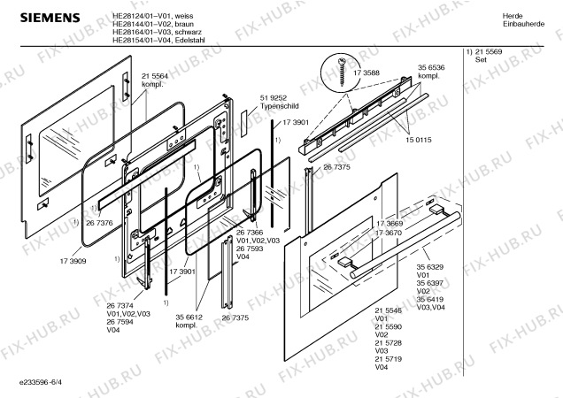 Схема №1 HE28165 с изображением Панель управления для духового шкафа Siemens 00359818