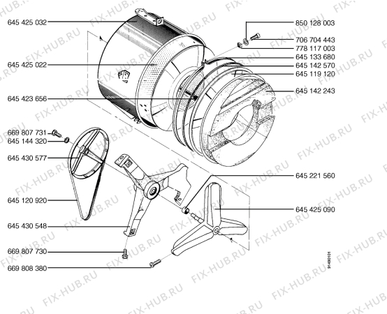 Взрыв-схема стиральной машины Aeg LAV60300-10 - Схема узла Section 3