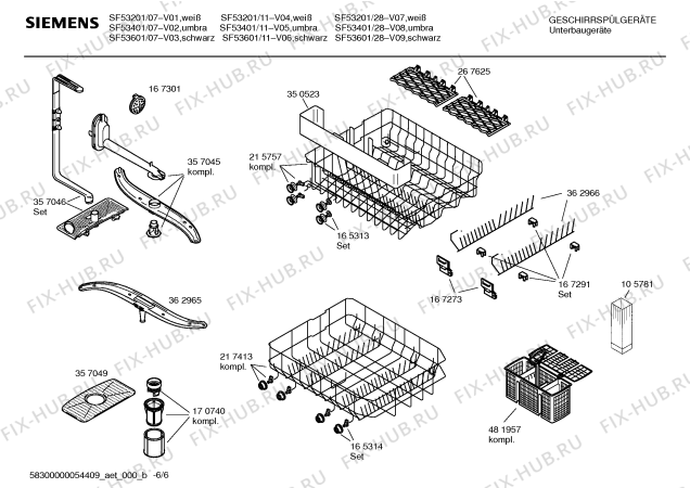 Схема №1 SF53601 с изображением Инструкция по эксплуатации для посудомойки Siemens 00586086