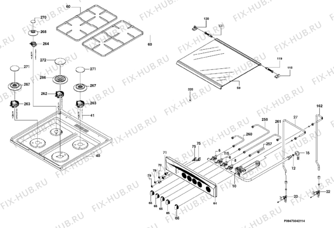 Взрыв-схема плиты (духовки) Electrolux EKG60114X - Схема узла Section 1