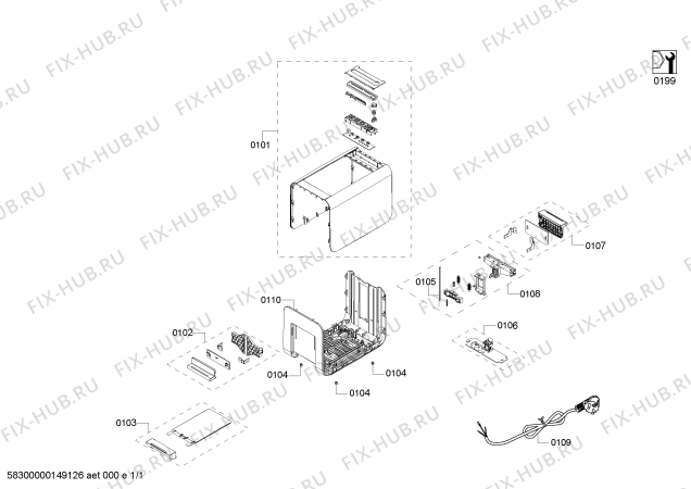 Схема №1 TT86103 sensor for senses с изображением Верхняя часть корпуса для тостера (фритюрницы) Siemens 00703972