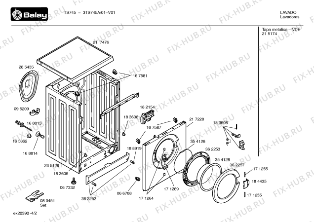 Взрыв-схема стиральной машины Balay 3TS745A TS745 - Схема узла 02