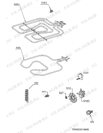 Взрыв-схема плиты (духовки) Faure FCV664MWC - Схема узла Electrical equipment