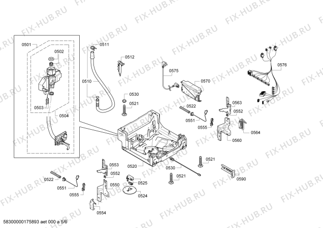 Взрыв-схема посудомоечной машины Siemens SR56T596EU - Схема узла 05