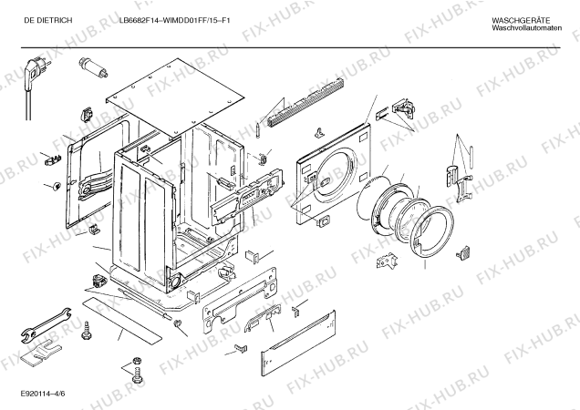 Схема №1 WIMDD01FF DE DIETRICH LB6682F14 с изображением Панель управления для стиральной машины Bosch 00272928
