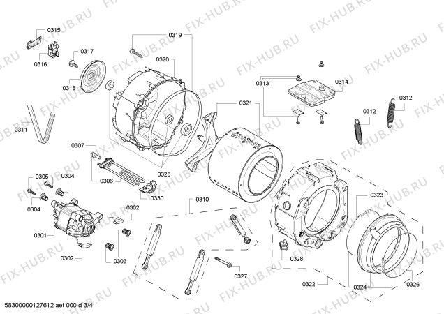 Взрыв-схема стиральной машины Bosch WAS20760TR Logixx 8 Sensitive - Схема узла 03
