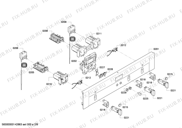 Схема №1 U14M42B0GB с изображением Панель управления для плиты (духовки) Bosch 00675537