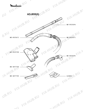 Взрыв-схема пылесоса Moulinex ADJ855(0) - Схема узла QP002277.8P3