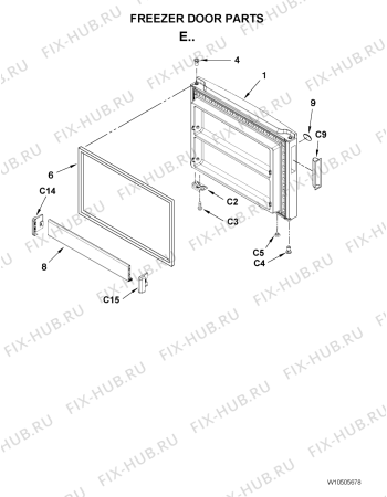 Схема №1 5VA1RXGFYW с изображением Дверца для холодильника Whirlpool 482000013656